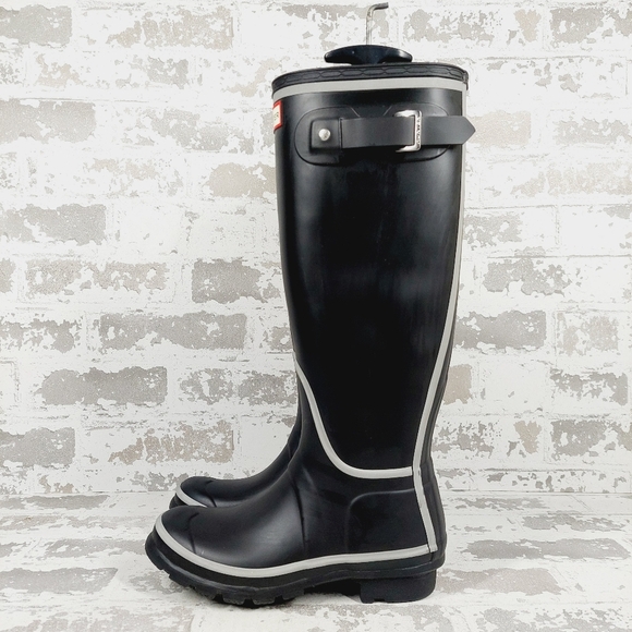 New Hunter Original Tall Reflective Outline Patterned Wellingtons F646 - Picture 1 of 11